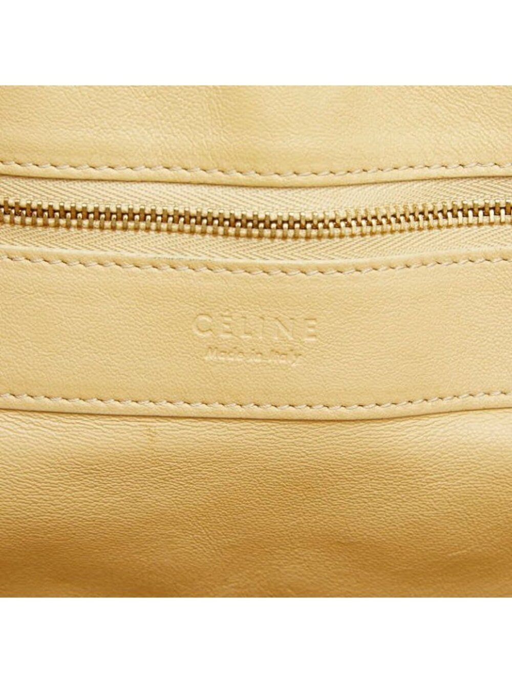 Celine Horizontal Cabas Shoulder Bag Tote Yellow Beige Leather - Picture 9 of 10